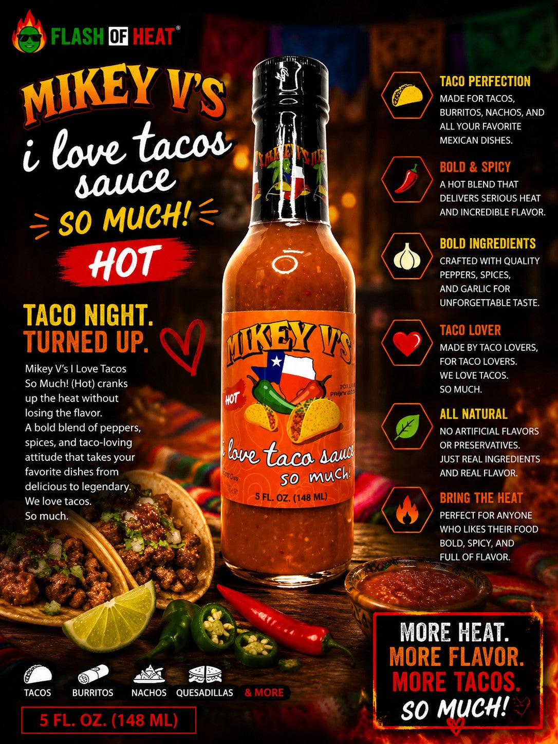 Mikey V's "I Love Tacos Hot Sauce - Hot"